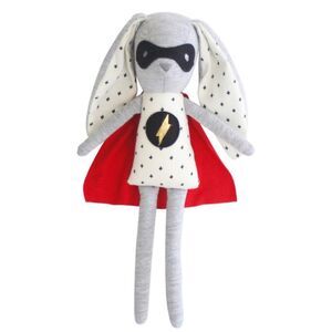 ALIMROSE Superhero Bunny Rattle stuffed animal collectible Plush Toy Red Cape!